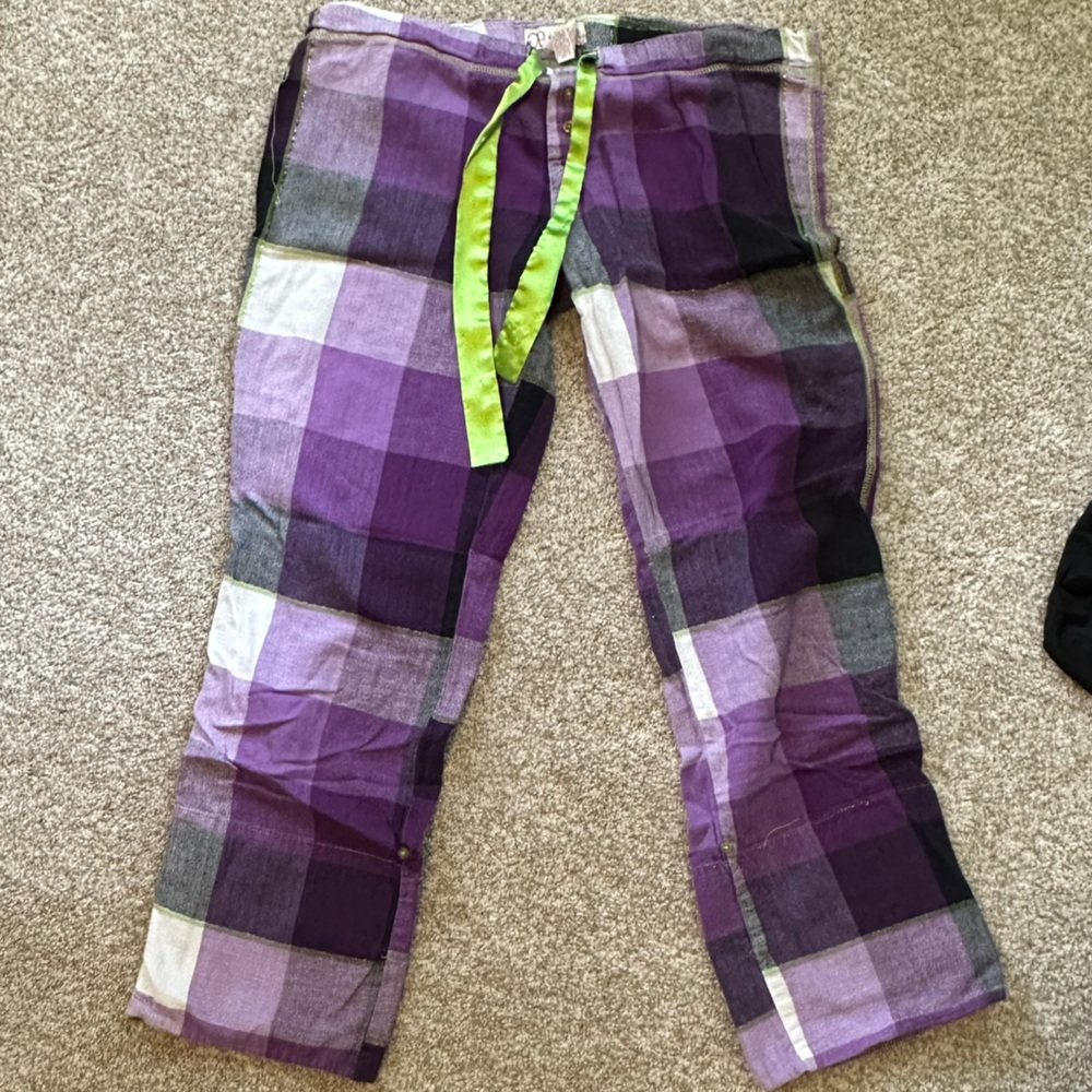 Op - Juniors Roll-Up Plaid Capri Flannel Pajama Pants